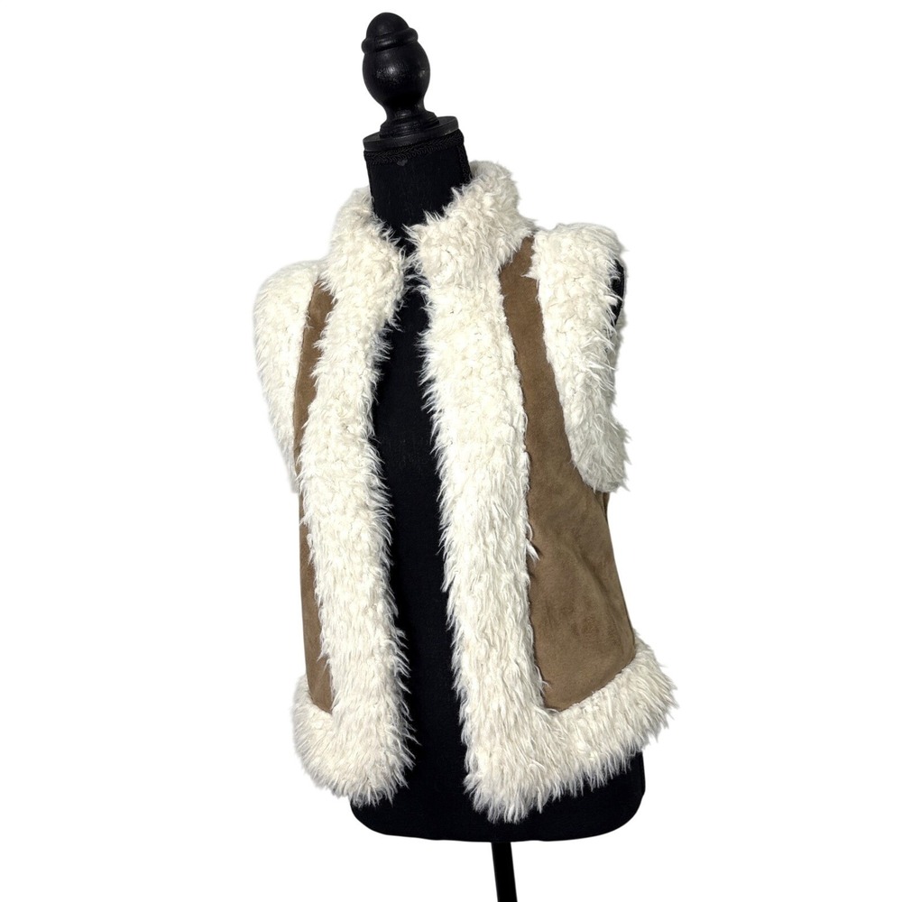 Old Navy‎ Faux Fur Suede Vest XS Festival Boho Western Penny Lane